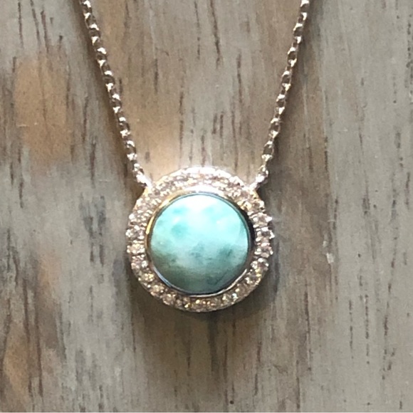 Larimar CZ Sterling Silver Necklace - Picture 6 of 9